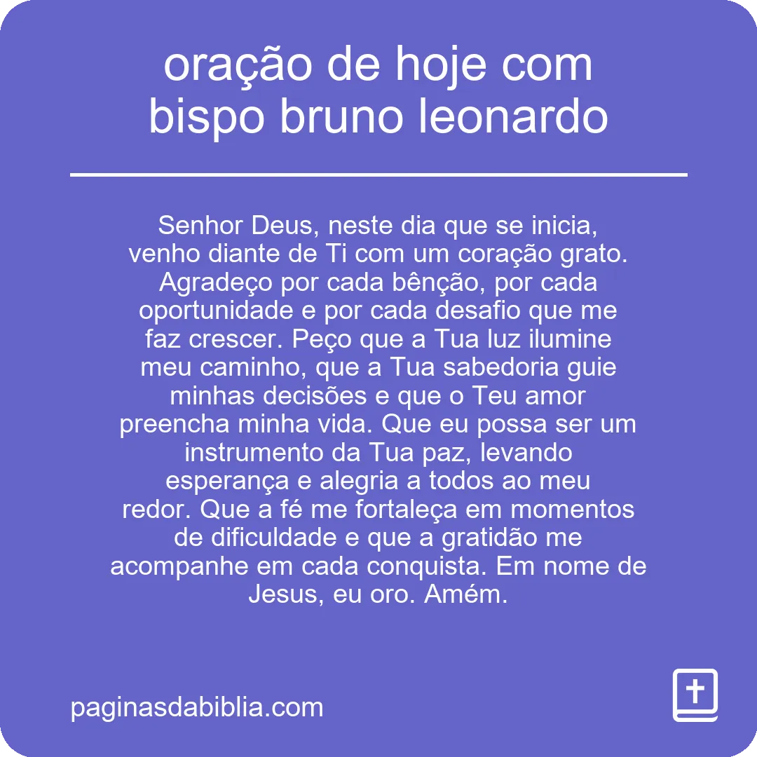 oração de hoje com bispo bruno leonardo