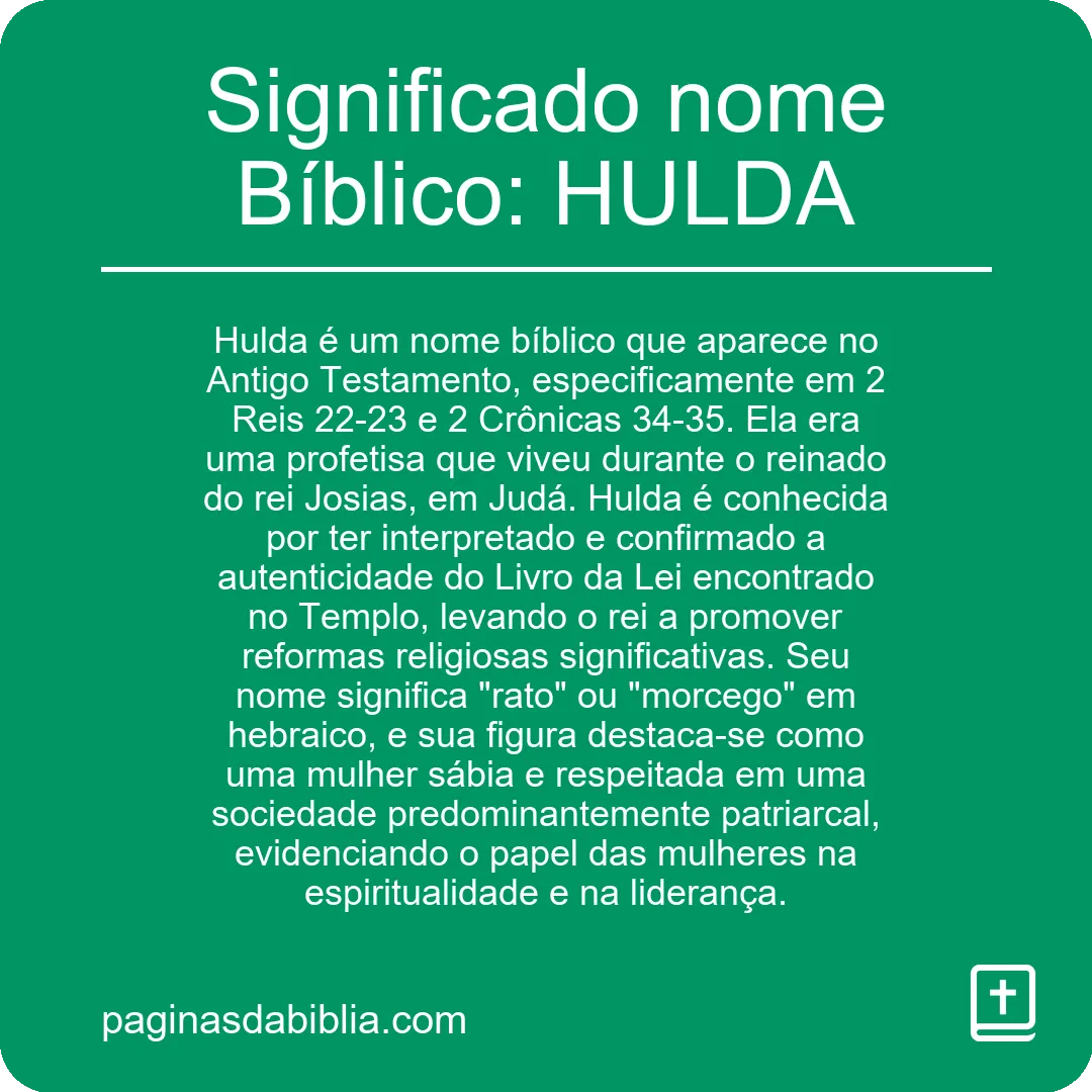 Significado nome Bíblico: HULDA