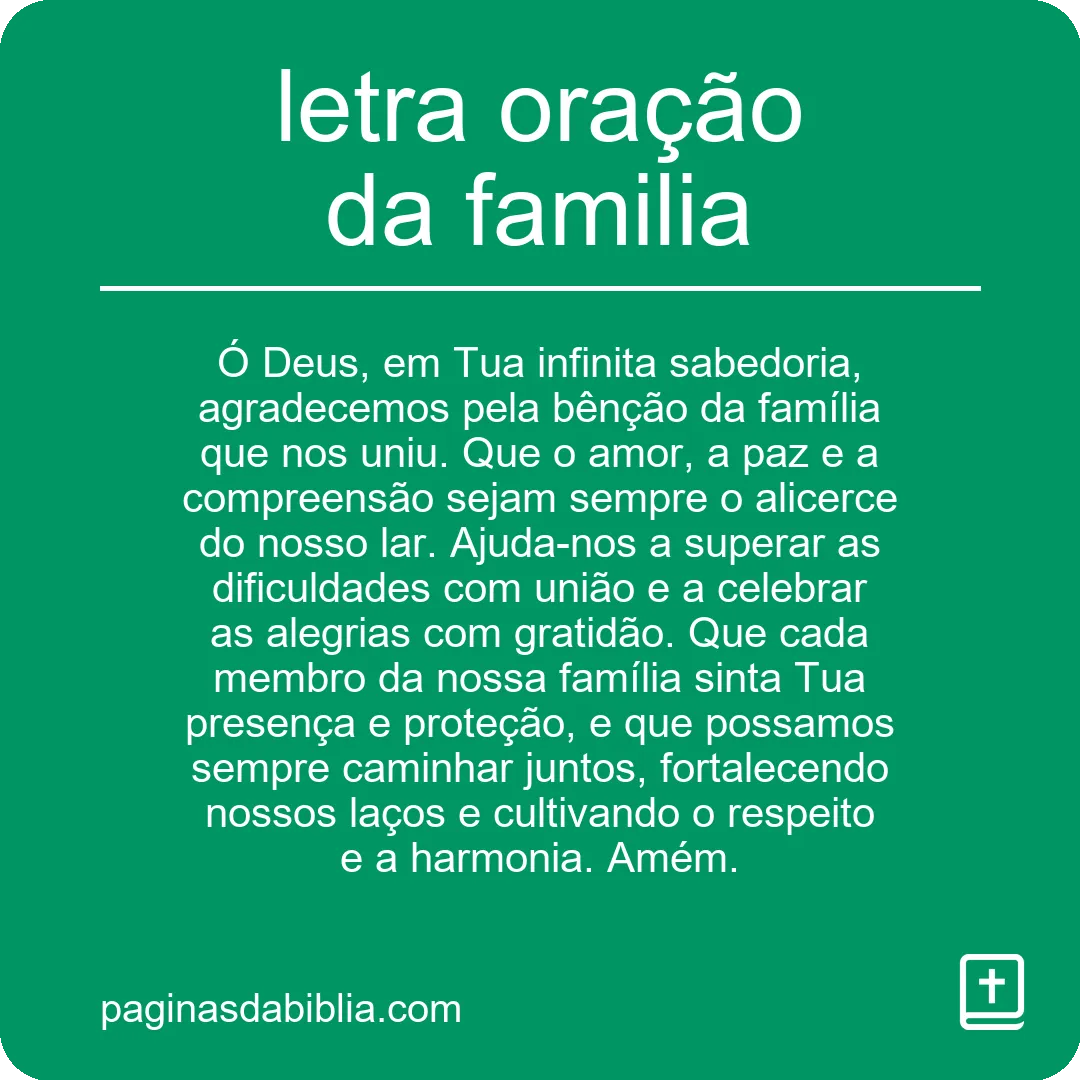 letra oração da familia