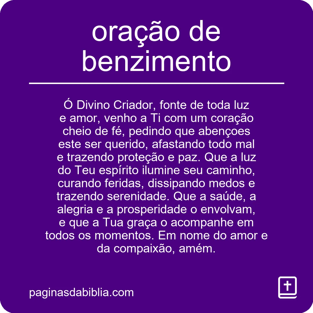 oração de benzimento