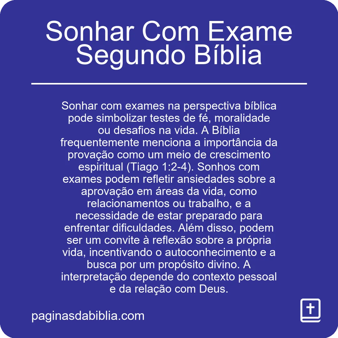 Sonhar Com Exame Segundo Bíblia