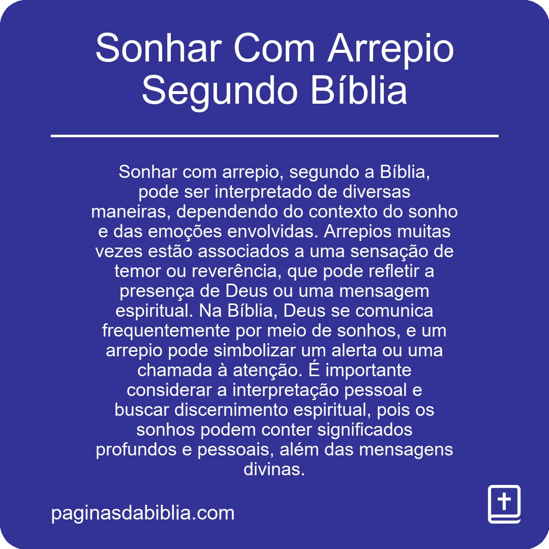 Sonhar Com Arrepio Segundo Bíblia