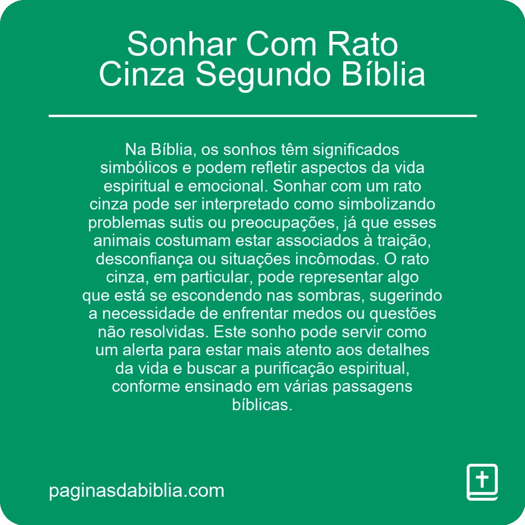 Sonhar Com Rato Cinza Segundo Bíblia