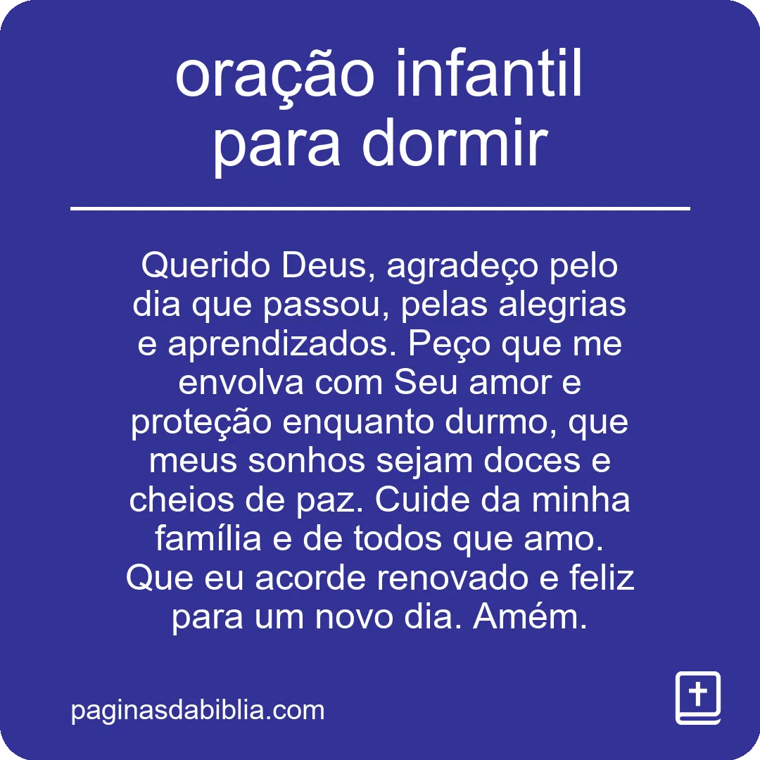 oração infantil para dormir