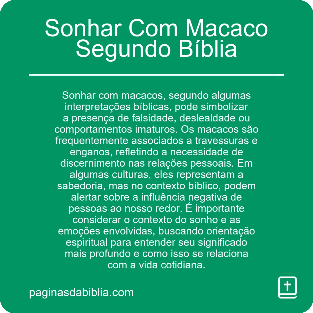 Sonhar Com Macaco Segundo Bíblia