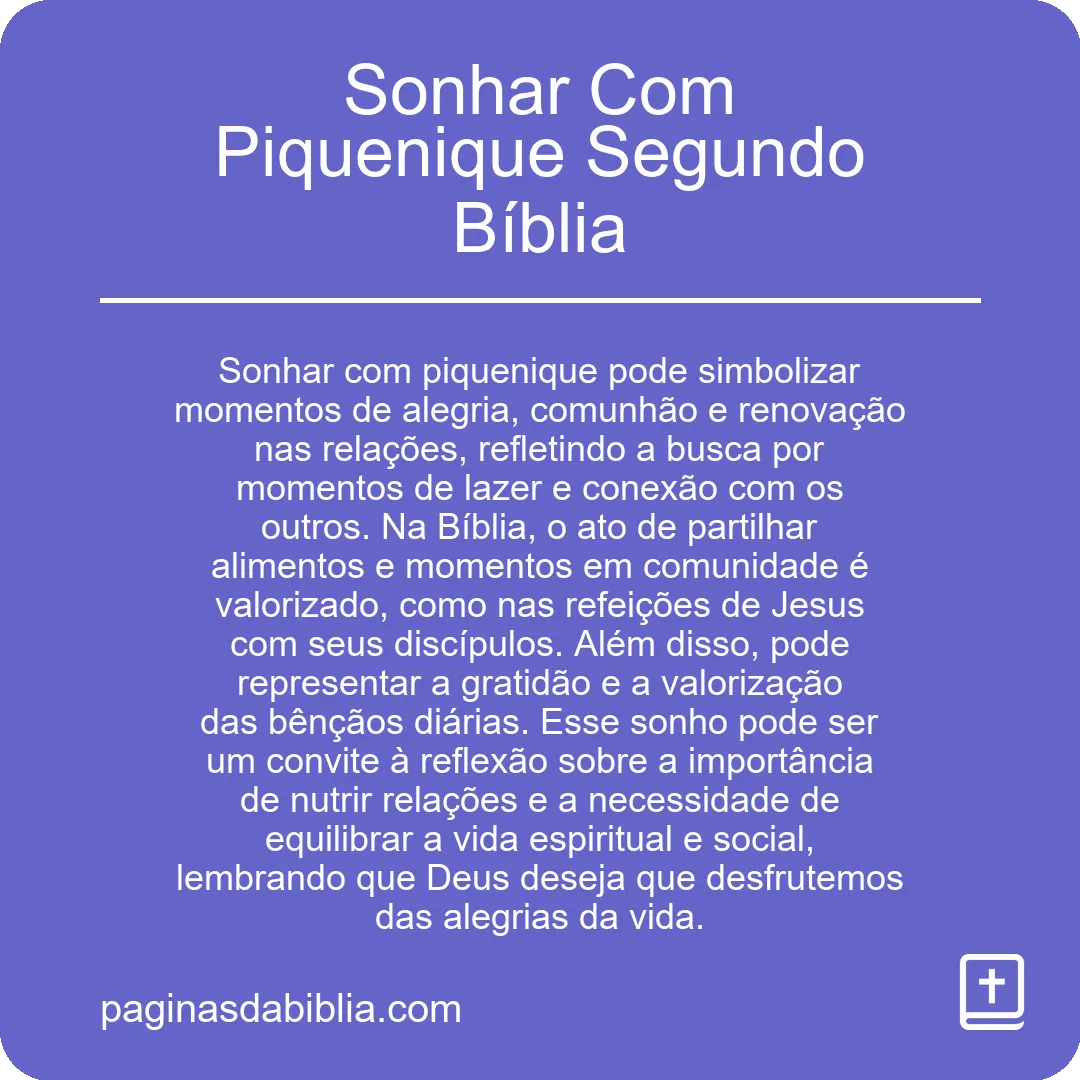 Sonhar Com Piquenique Segundo Bíblia