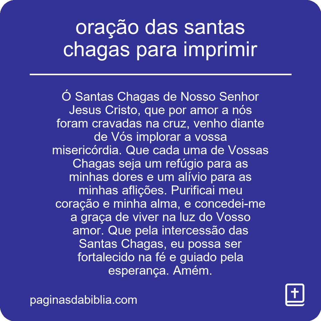 oração das santas chagas para imprimir