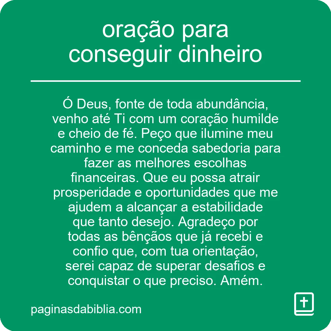 oração para conseguir dinheiro