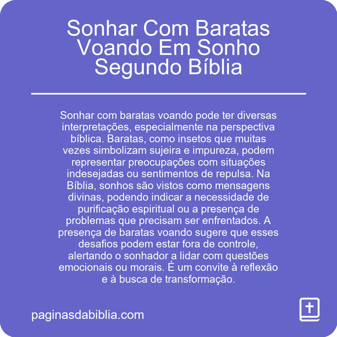 Sonhar Com Baratas Voando Em Sonho Segundo Bíblia