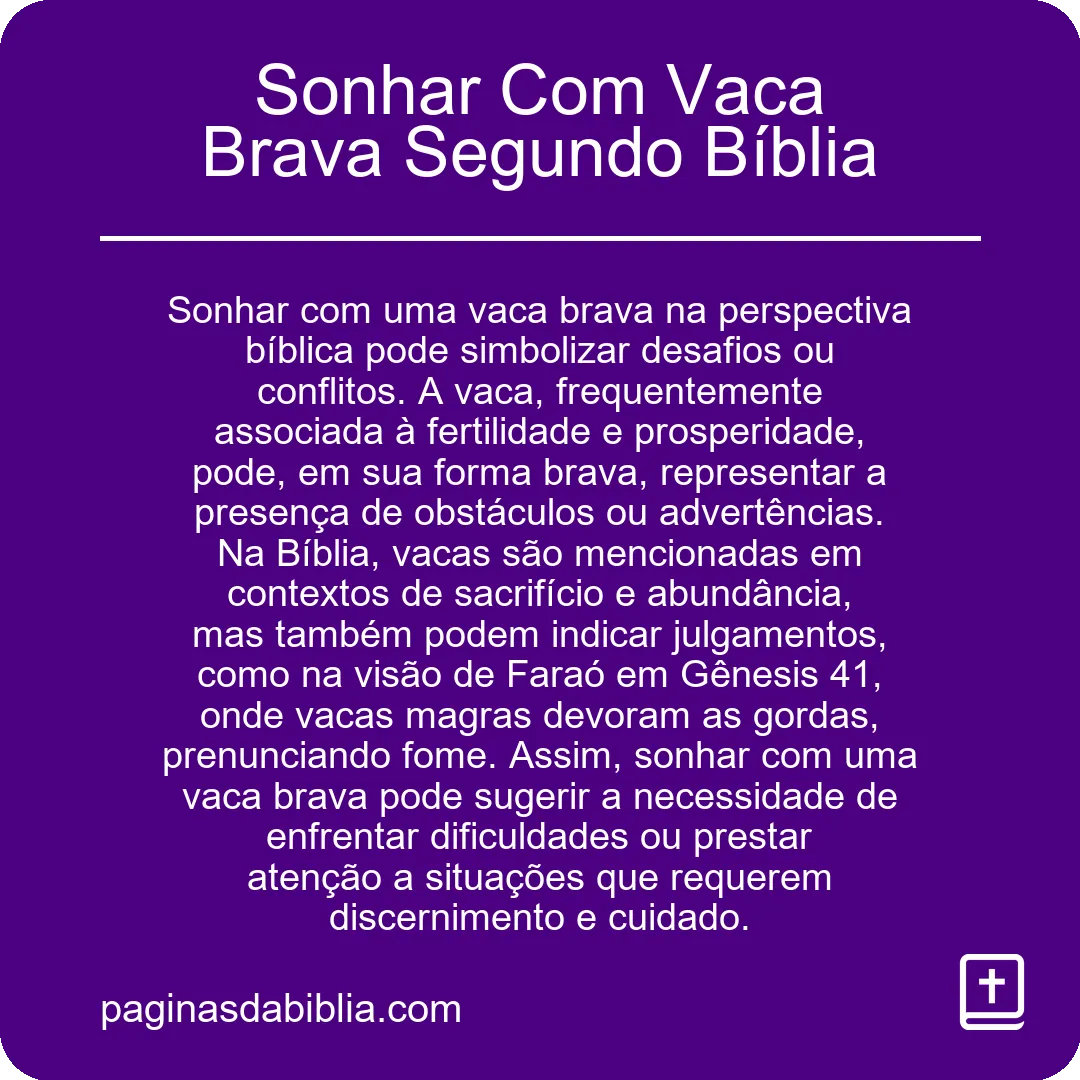 Sonhar Com Vaca Brava Segundo Bíblia