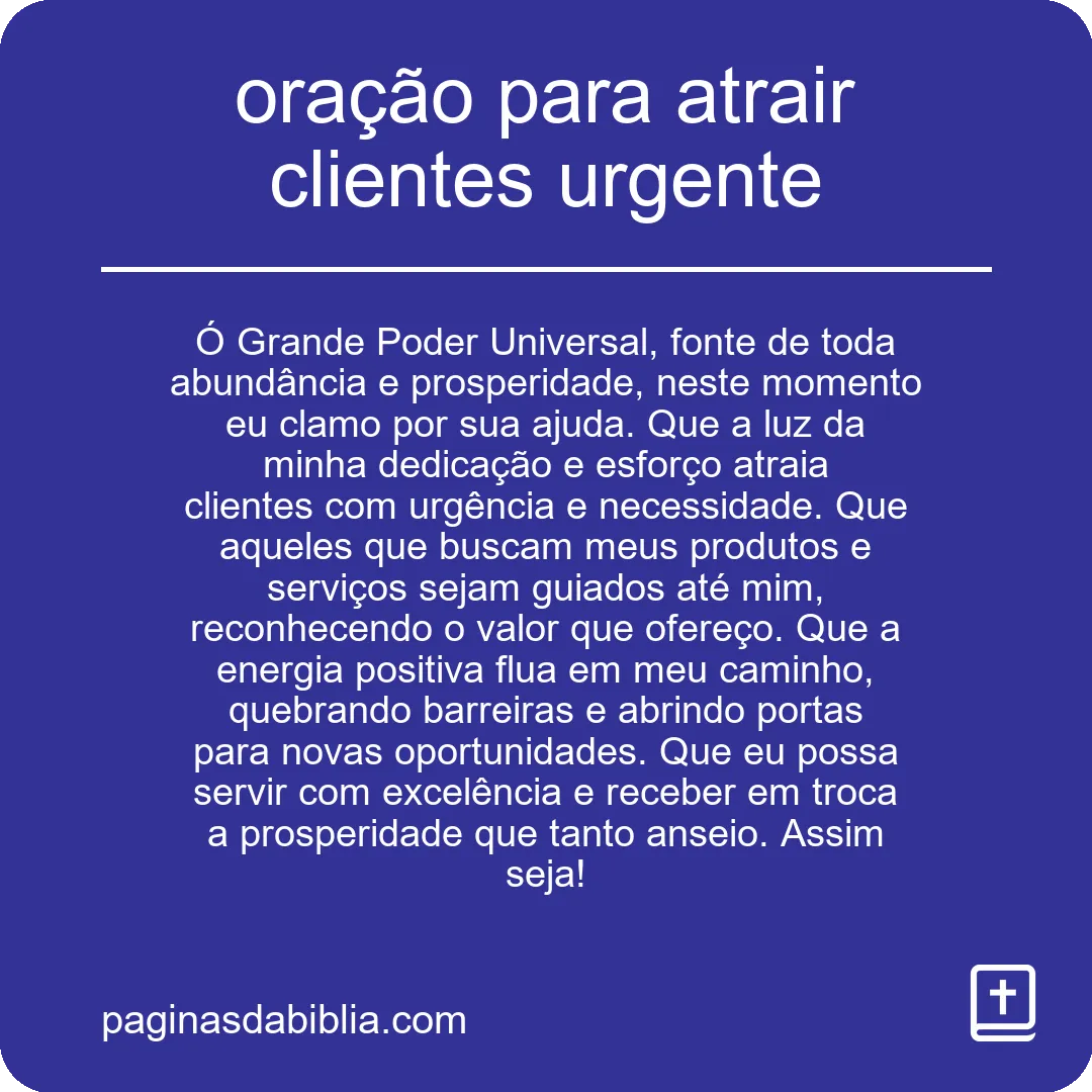 oração para atrair clientes urgente