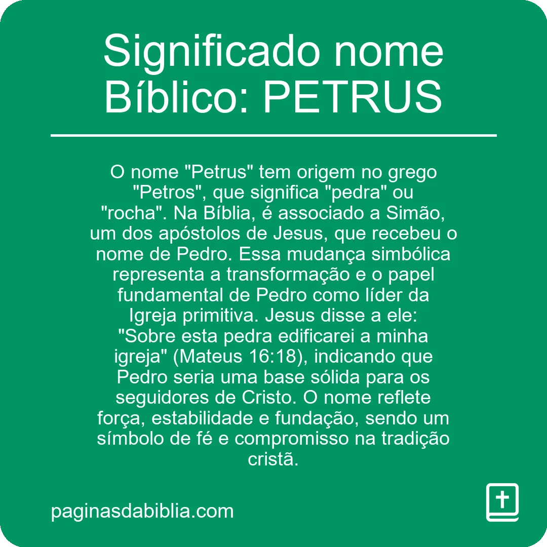 Significado nome Bíblico: PETRUS