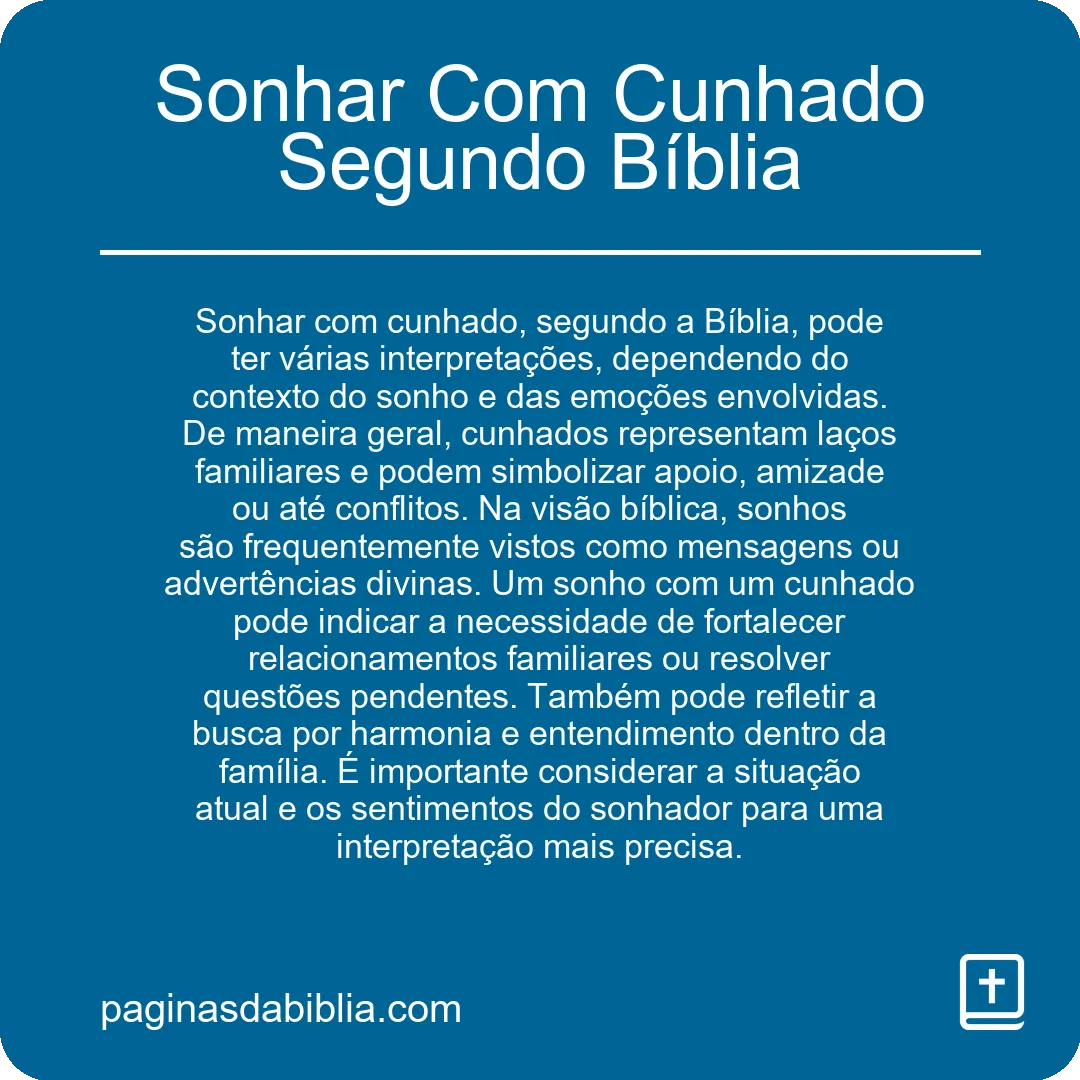 Sonhar Com Cunhado Segundo Bíblia