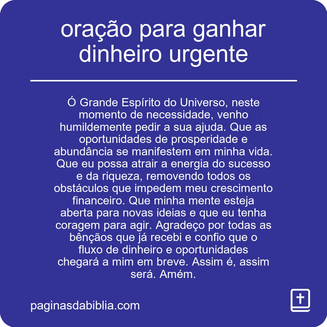 oração para ganhar dinheiro urgente