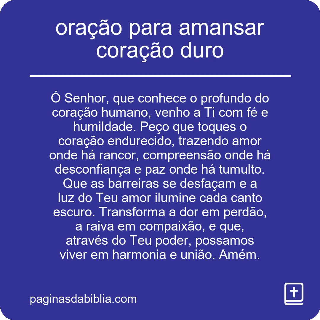 oração para amansar coração duro