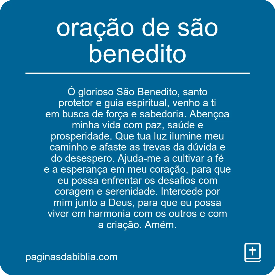 oração de são benedito