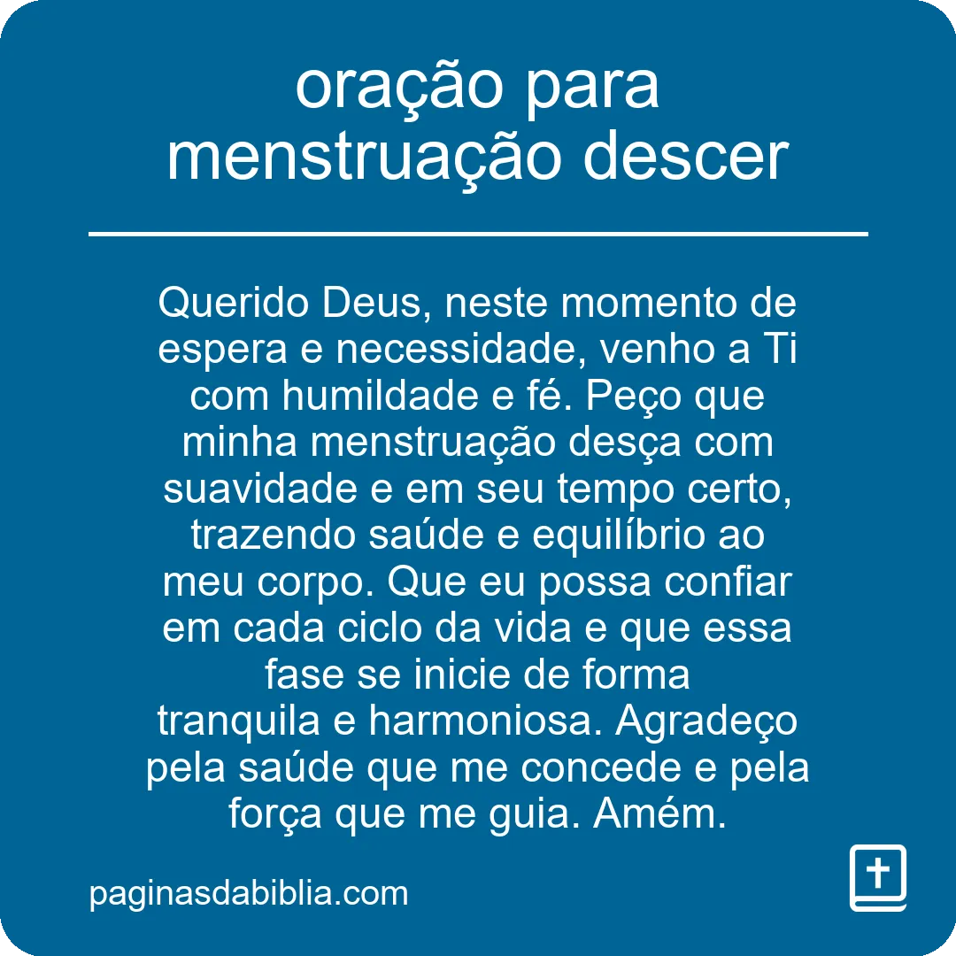 oração para menstruação descer