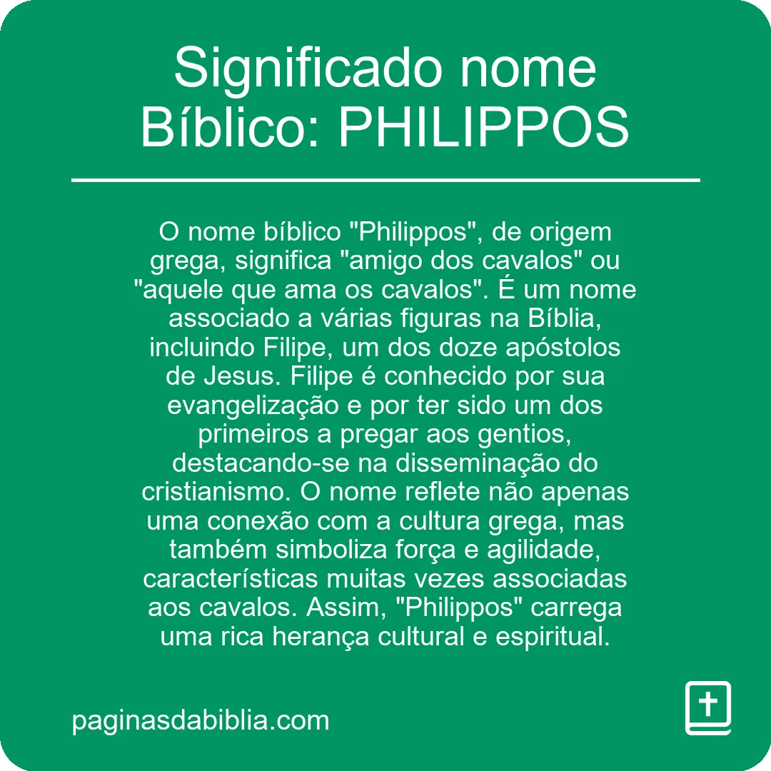 Significado nome Bíblico: PHILIPPOS