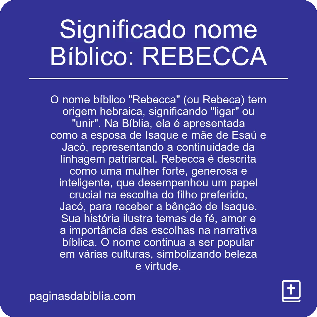 Significado nome Bíblico: REBECCA