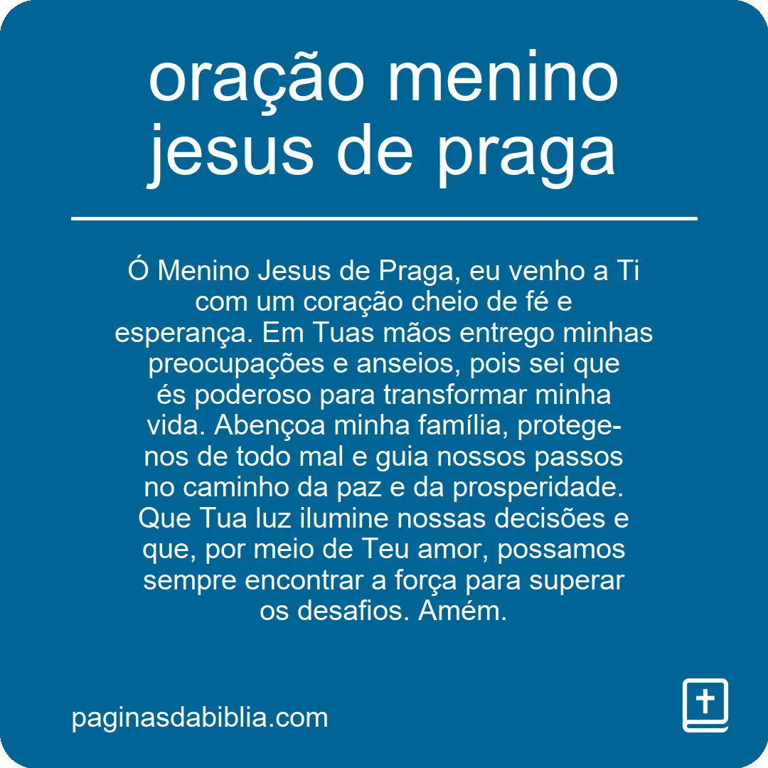 oração menino jesus de praga