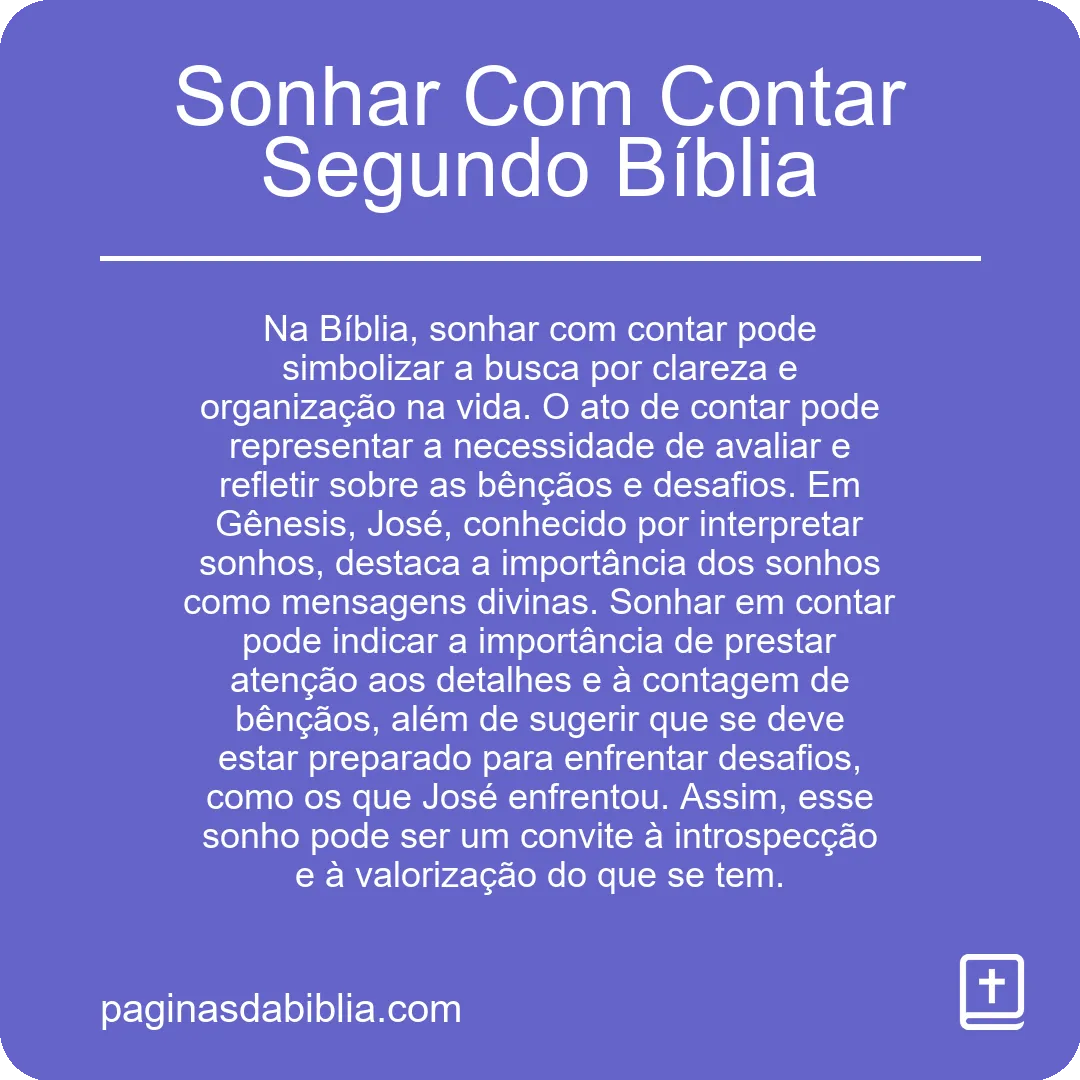 Sonhar Com Contar Segundo Bíblia