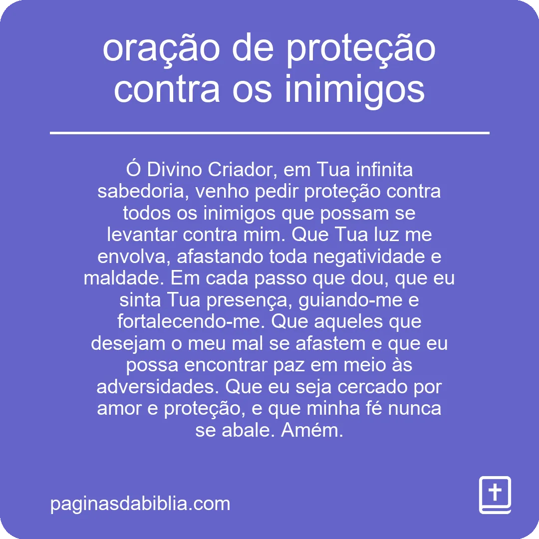 oração de proteção contra os inimigos