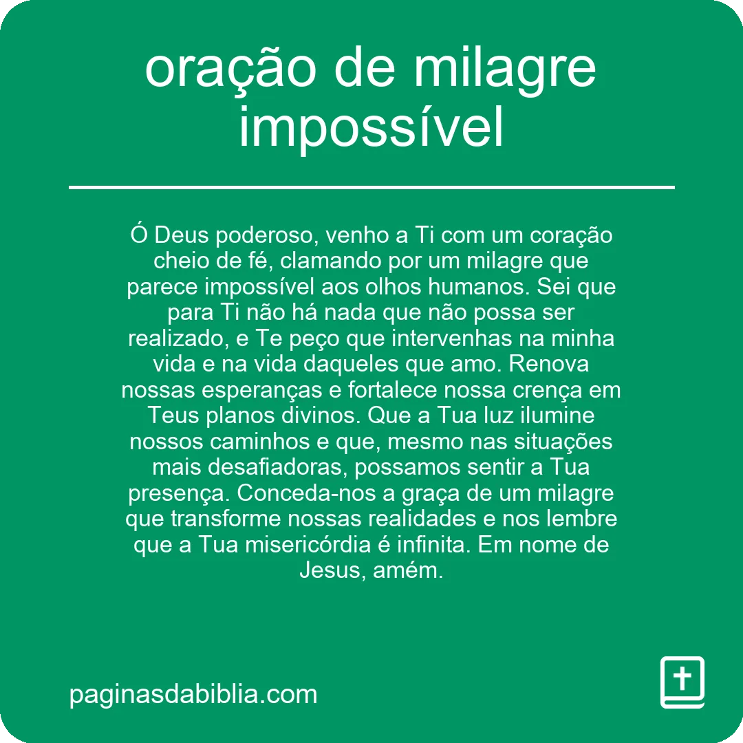 oração de milagre impossível