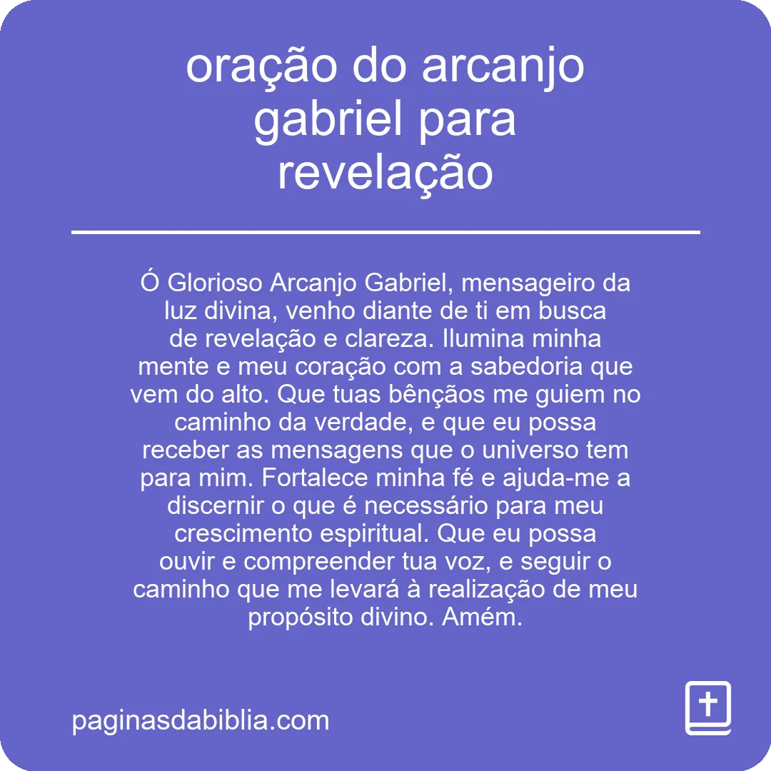 oração do arcanjo gabriel para revelação