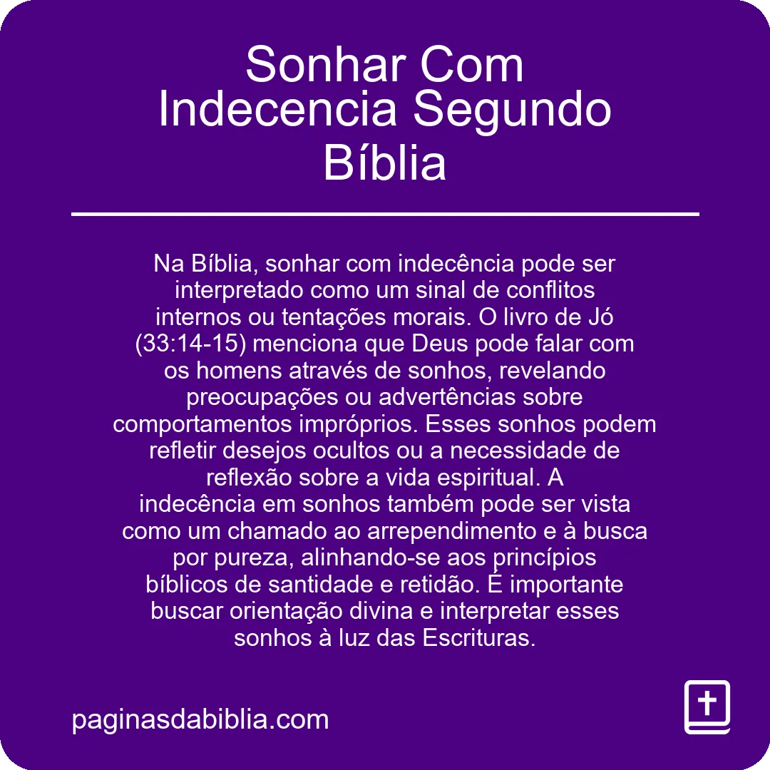 Sonhar Com Indecencia Segundo Bíblia