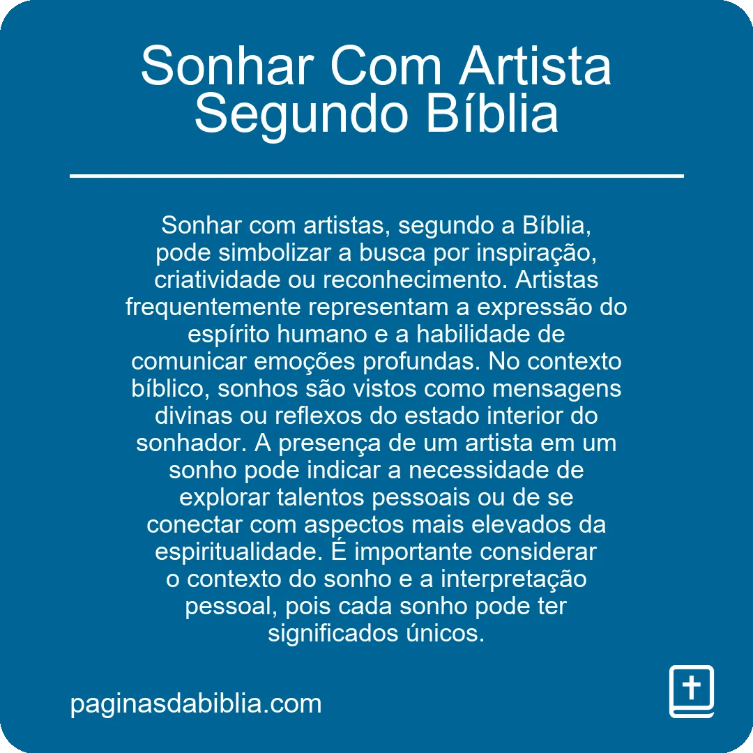 Sonhar Com Artista Segundo Bíblia