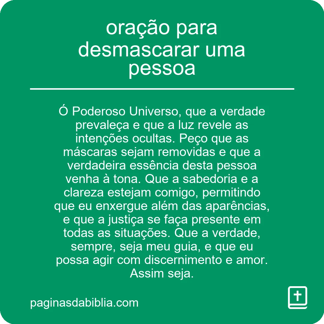 oração para desmascarar uma pessoa