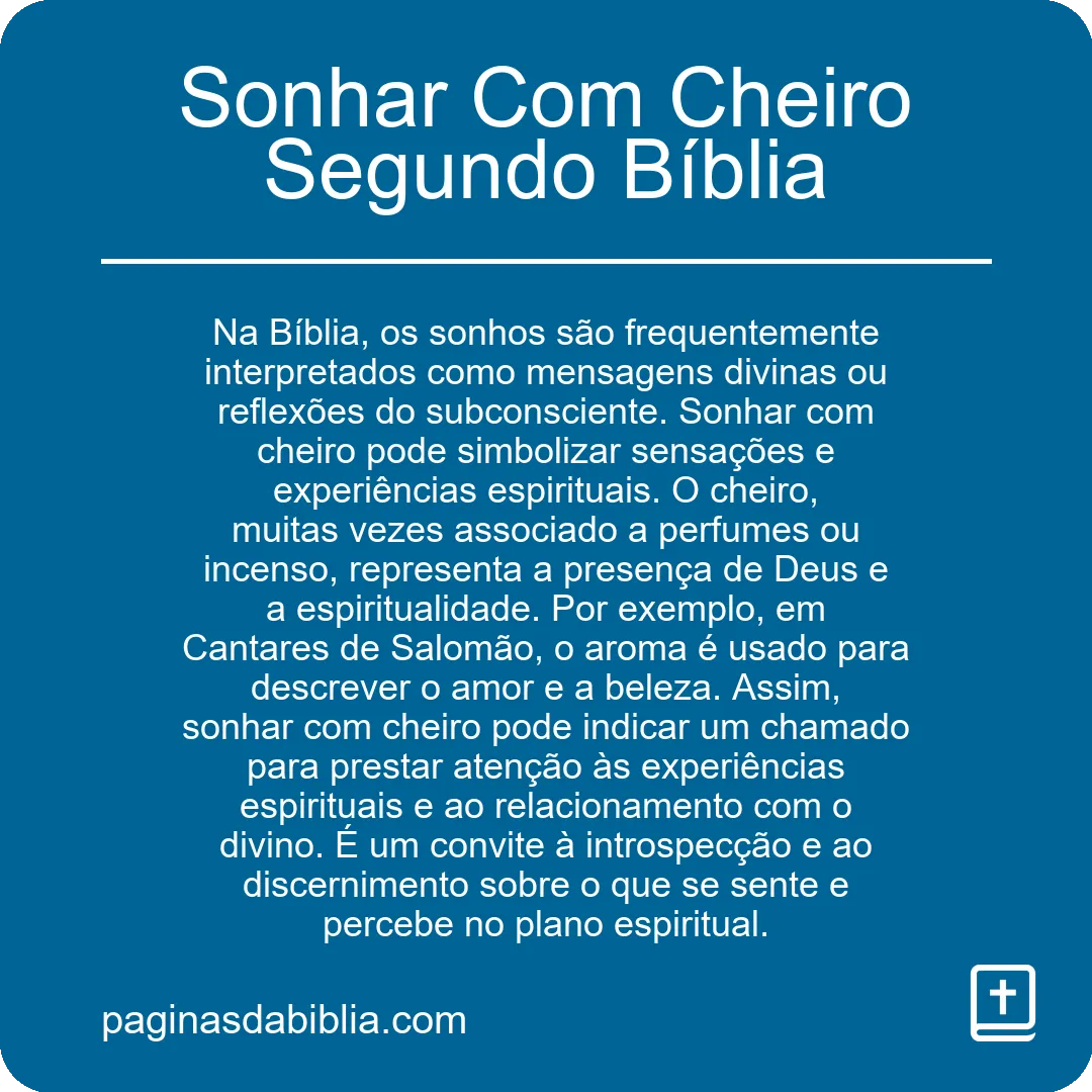 Sonhar Com Cheiro Segundo Bíblia