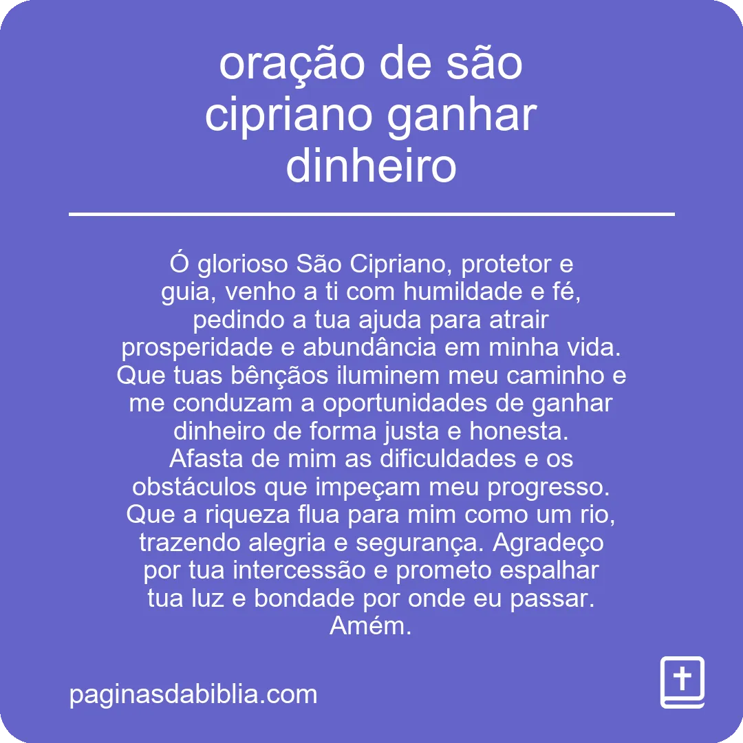 oração de são cipriano ganhar dinheiro