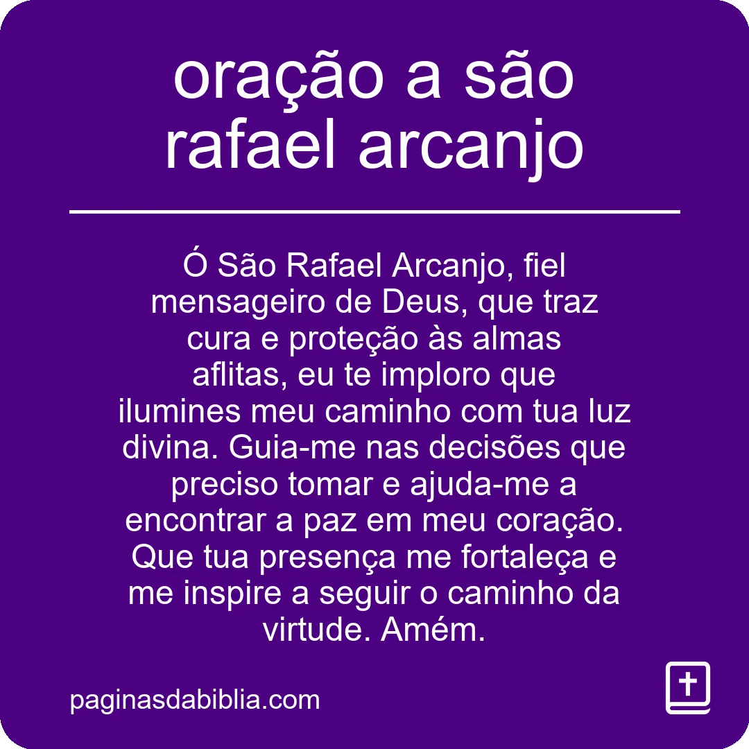 oração a são rafael arcanjo