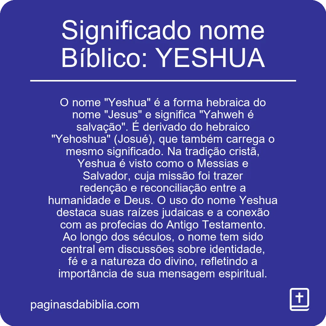 Significado nome Bíblico: YESHUA