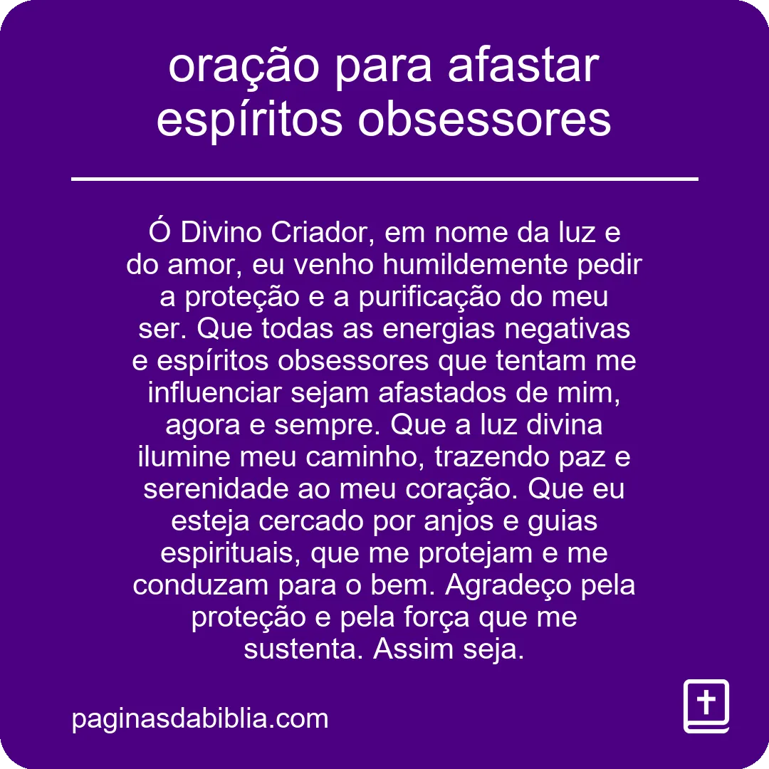 oração para afastar espíritos obsessores