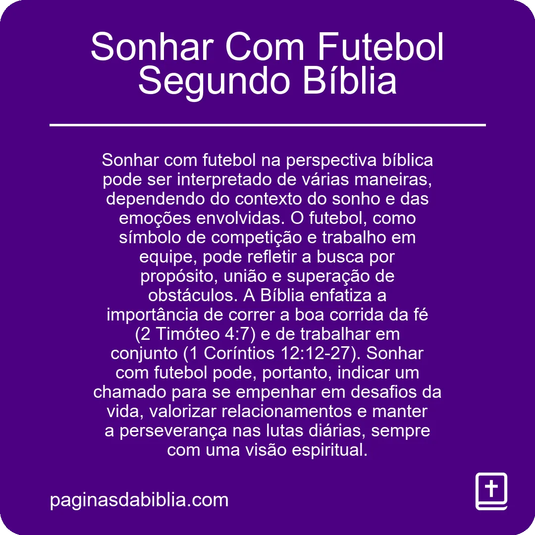 Sonhar Com Futebol Segundo Bíblia