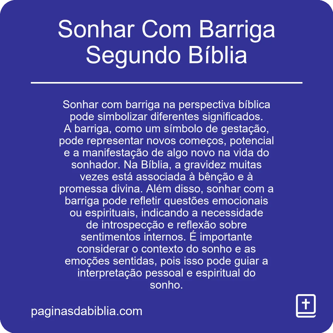 Sonhar Com Barriga Segundo Bíblia