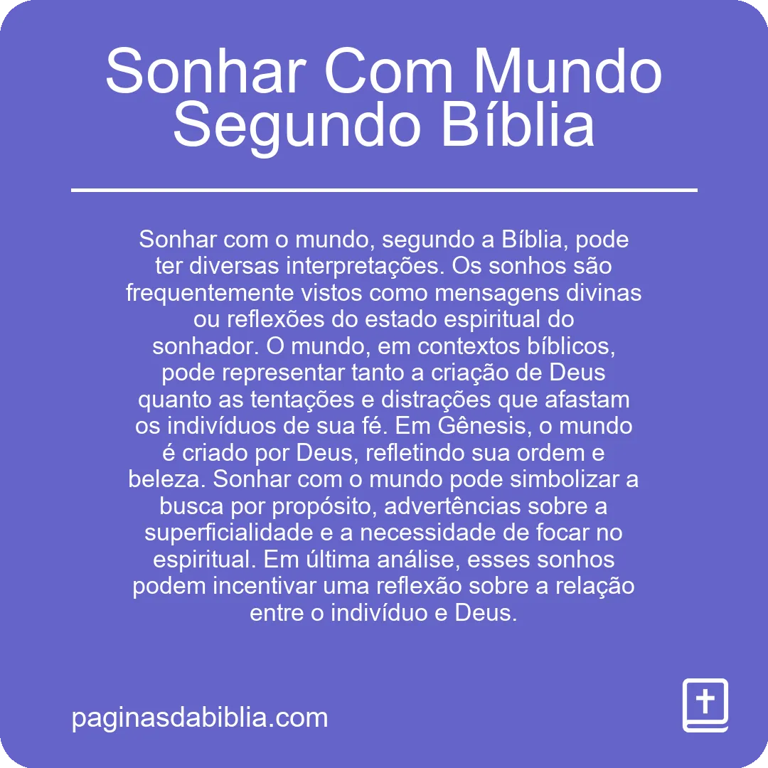 Sonhar Com Mundo Segundo Bíblia