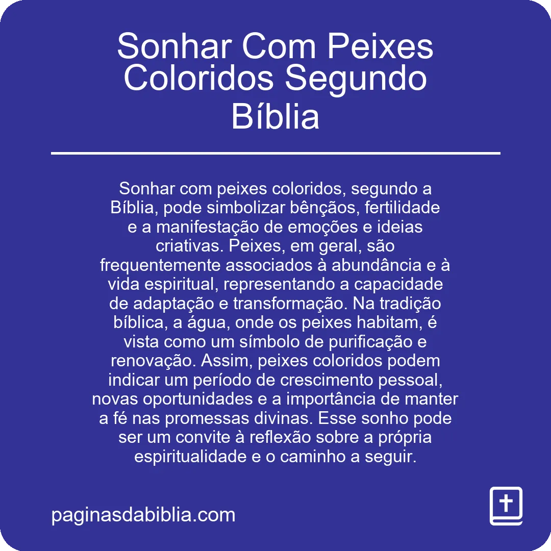 Sonhar Com Peixes Coloridos Segundo Bíblia