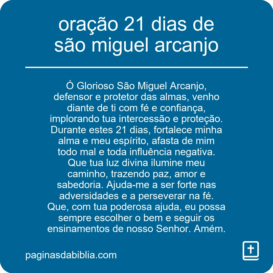 oração 21 dias de são miguel arcanjo