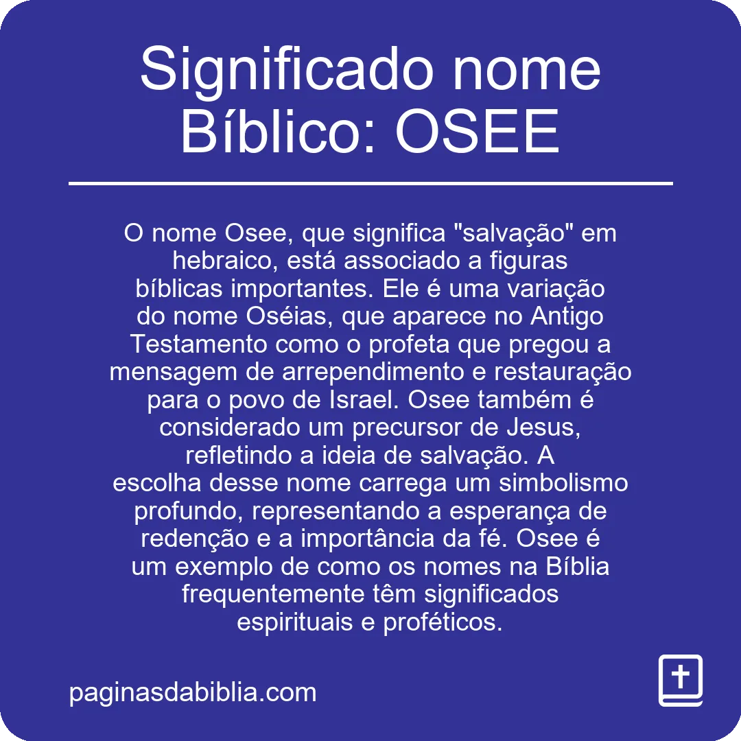 Significado nome Bíblico: OSEE