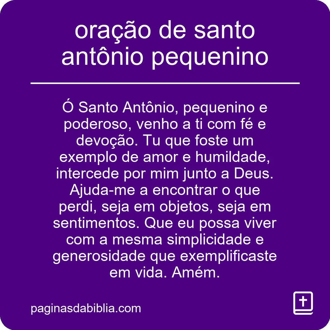 oração de santo antônio pequenino