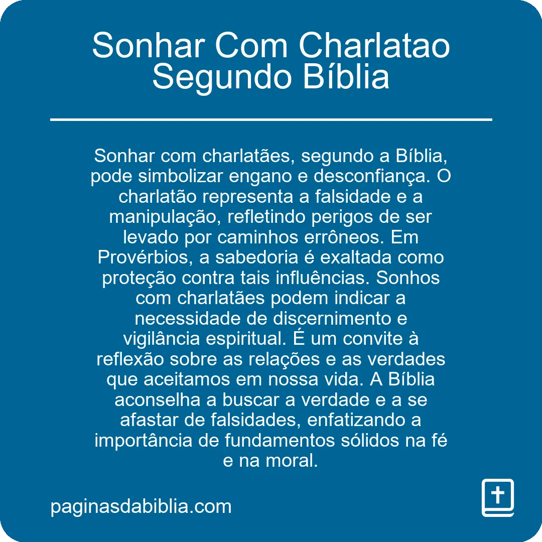 Sonhar Com Charlatao Segundo Bíblia