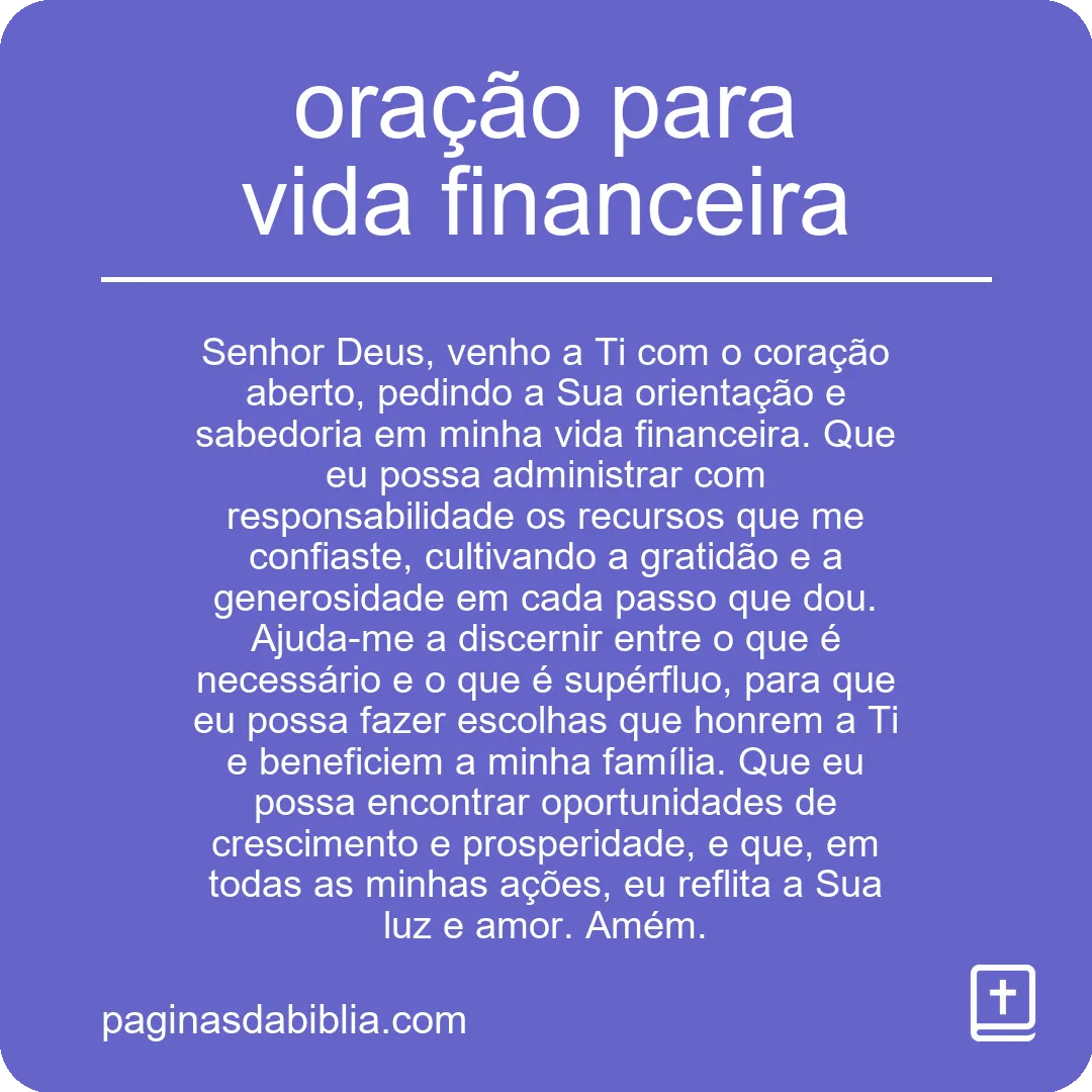 oração para vida financeira