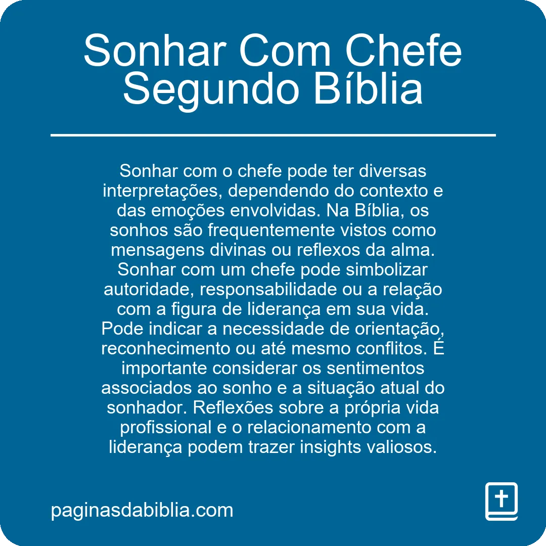 Sonhar Com Chefe Segundo Bíblia