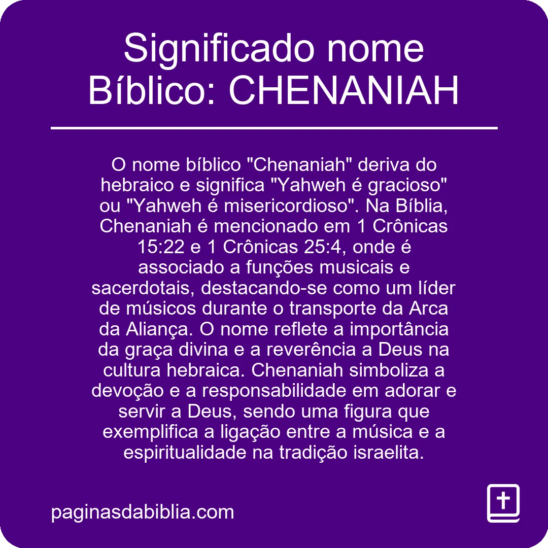 Significado nome Bíblico: CHENANIAH