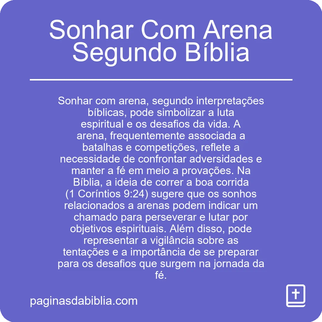 Sonhar Com Arena Segundo Bíblia