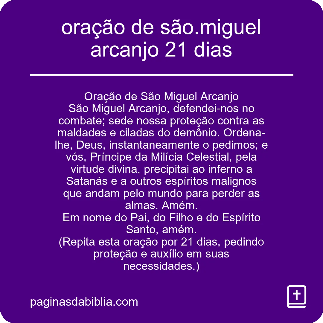 oração de são.miguel arcanjo 21 dias