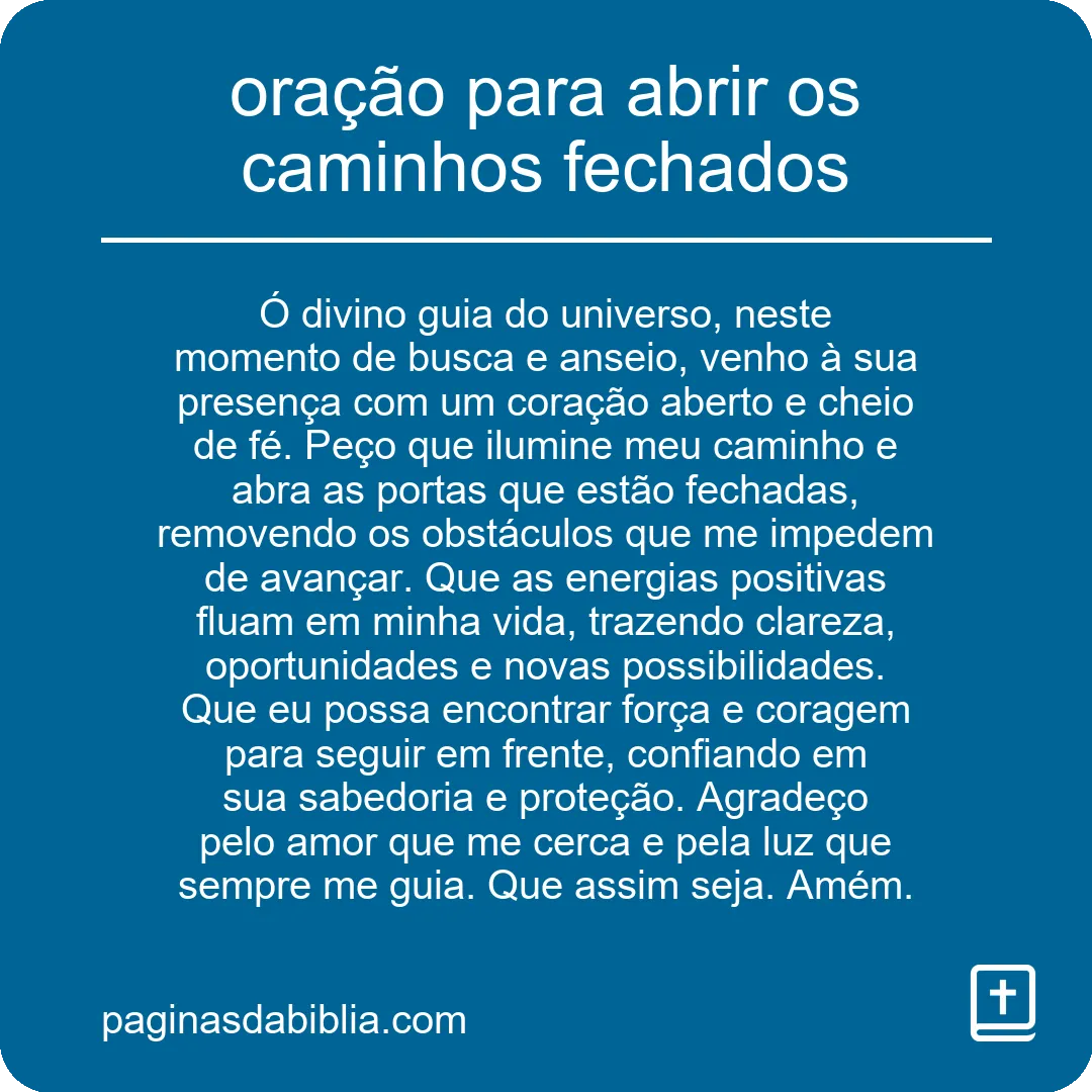 oração para abrir os caminhos fechados